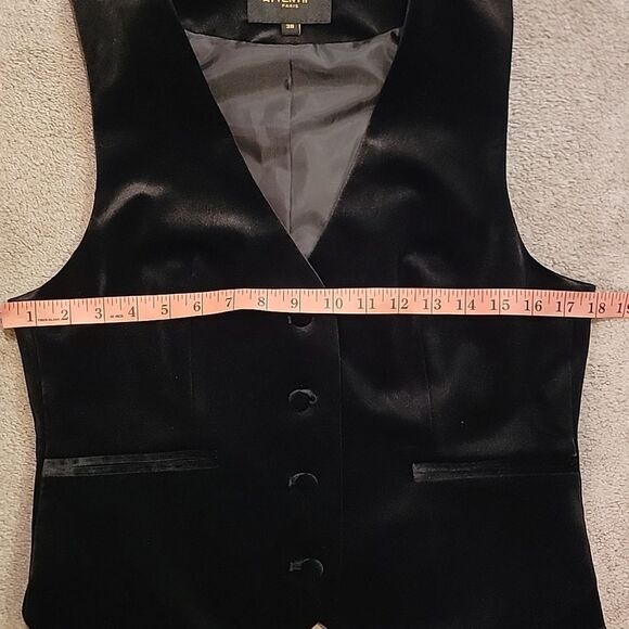NWOT Attentif Paris Black Velvet Women's Vest Sz Med (38) - Picture 4 of 8